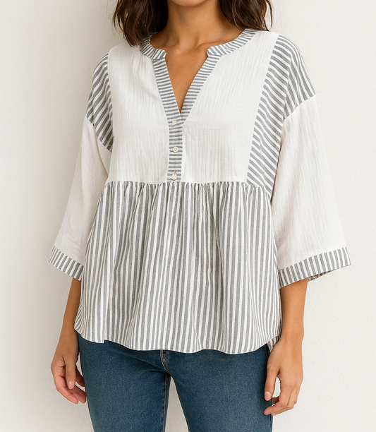 Pre-order Grey Babydoll Blouse FB