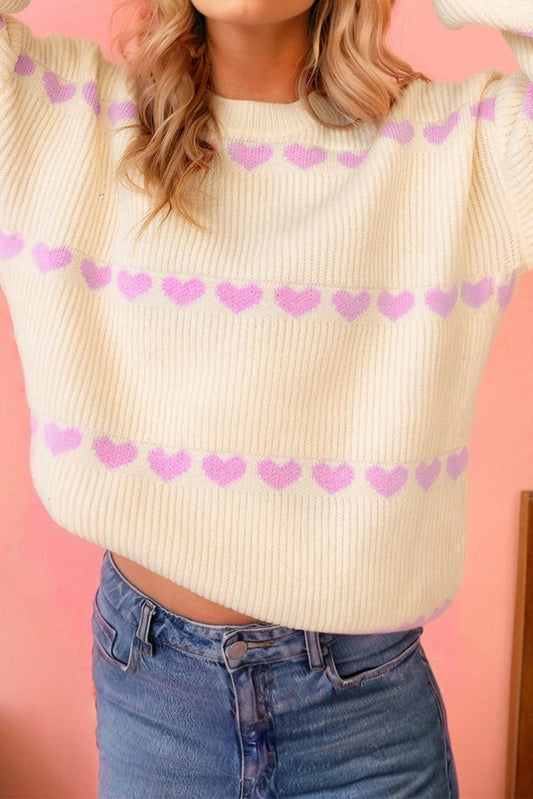 Pre-order Heart Stripe Ribbed Sweater FB