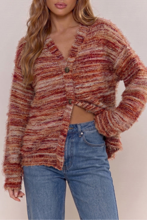 Pre-order Fuzzy Striped Cardigan