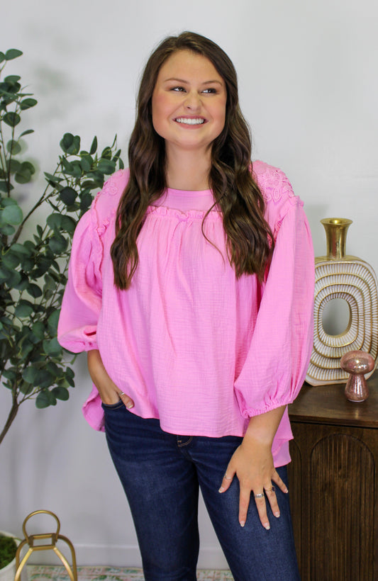 Women's Light Pink Babydoll Blouse