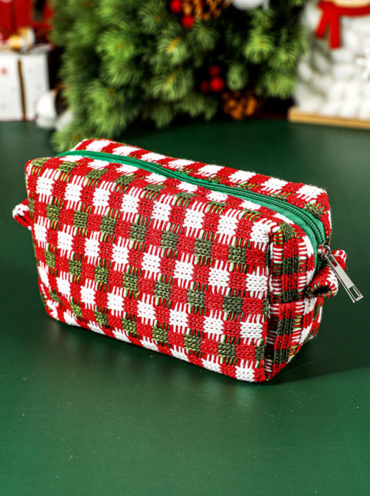 Women's Red and Green Makeup Bag