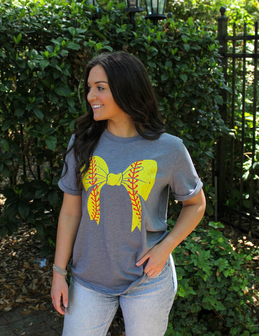 Women's Softball Bow Tee