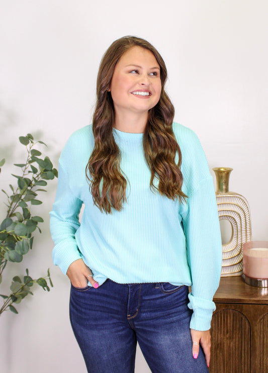 Pre-order Light Blue Corded Top