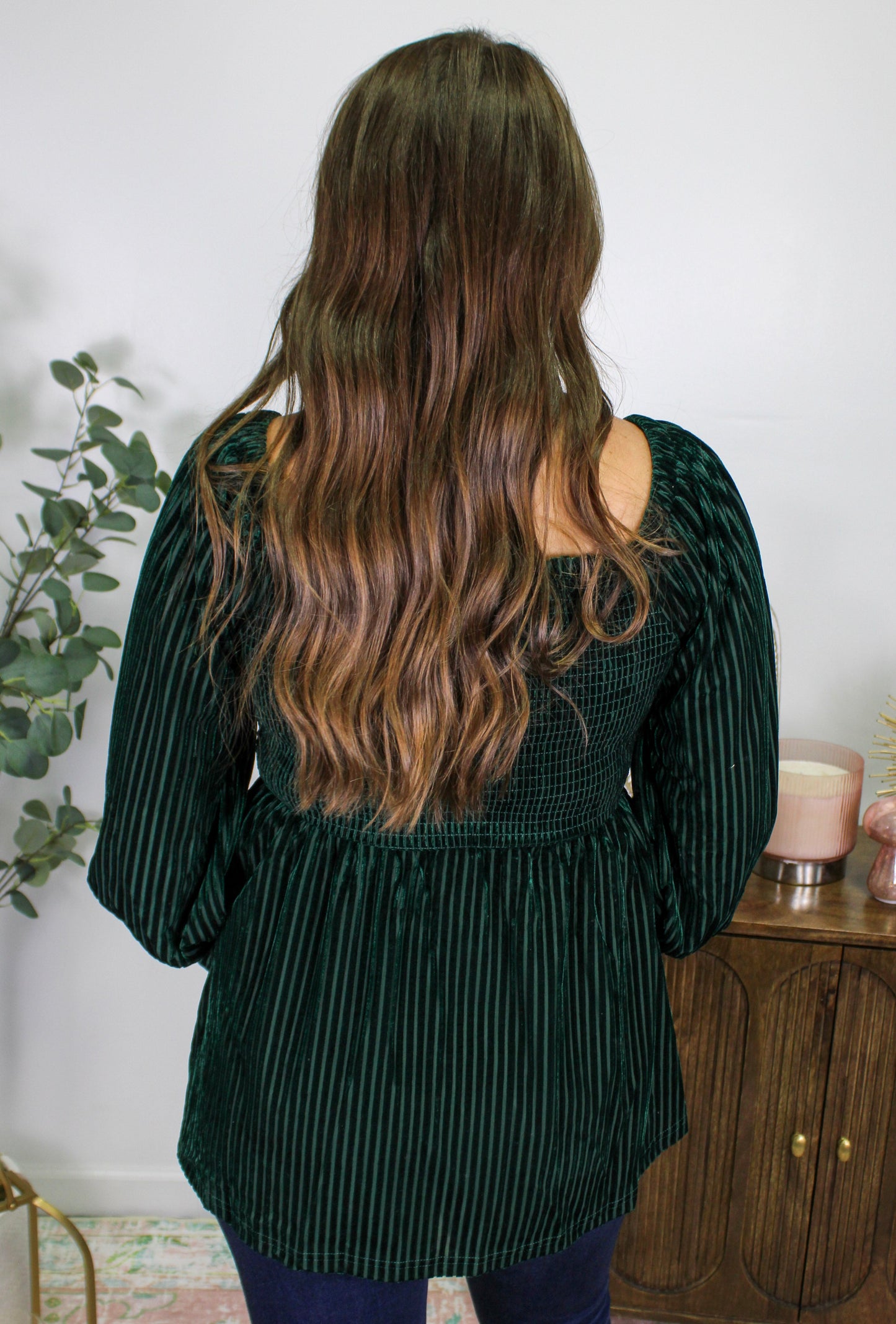 Pre-order Green Velvet Babydoll Blouse