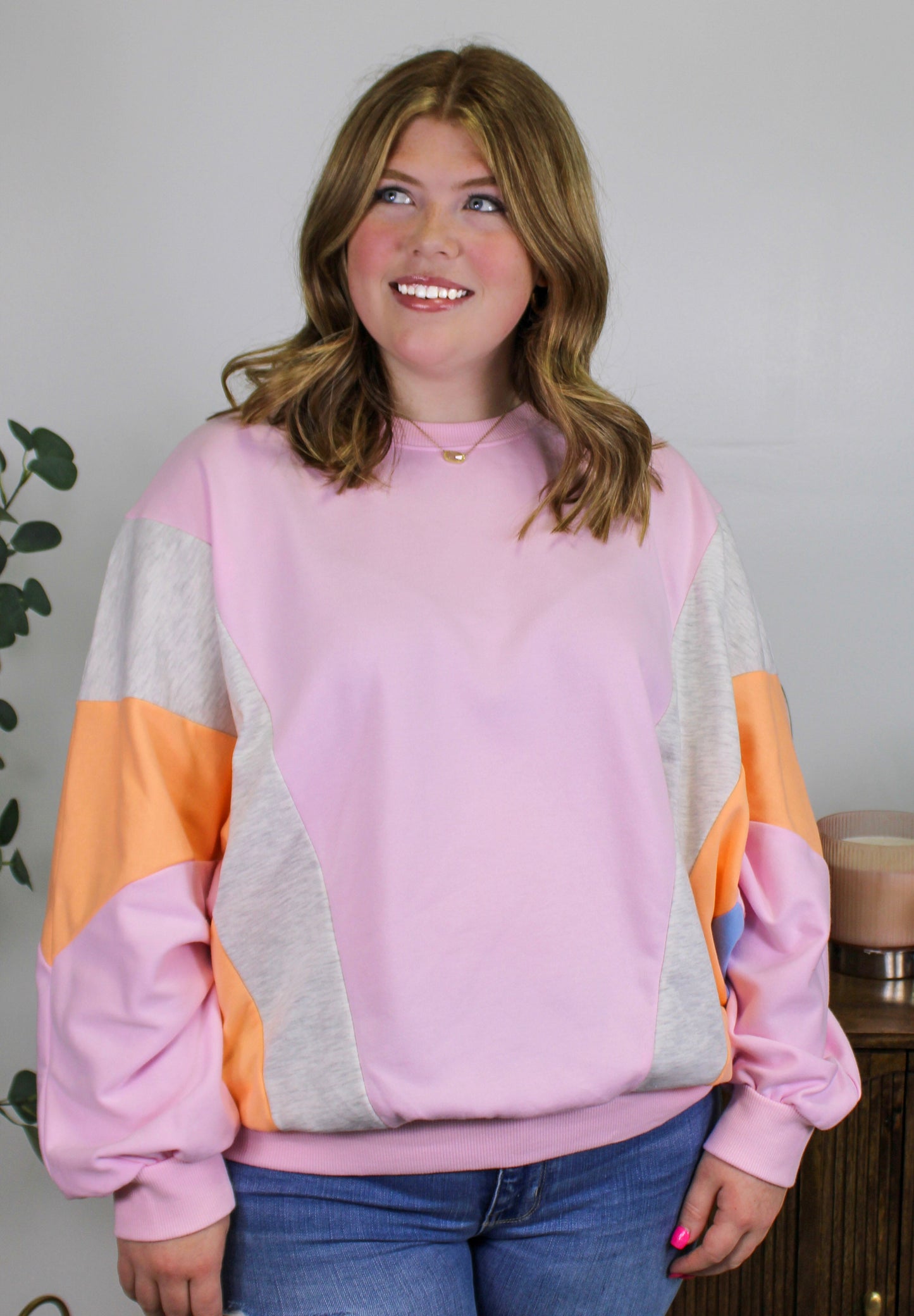 Pre-order Light Pink Colorblock Pullover