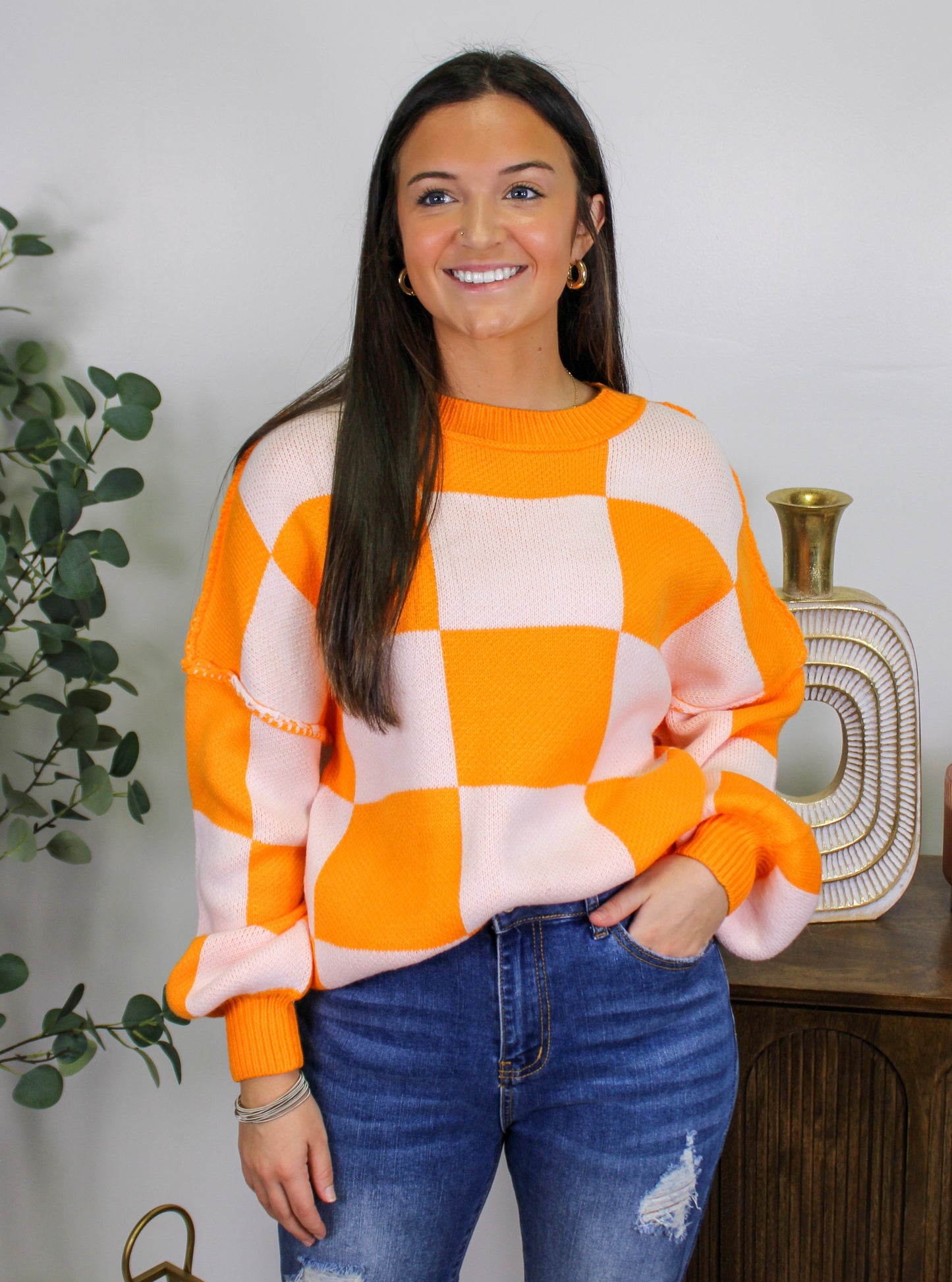 Women's Checkered Sweater