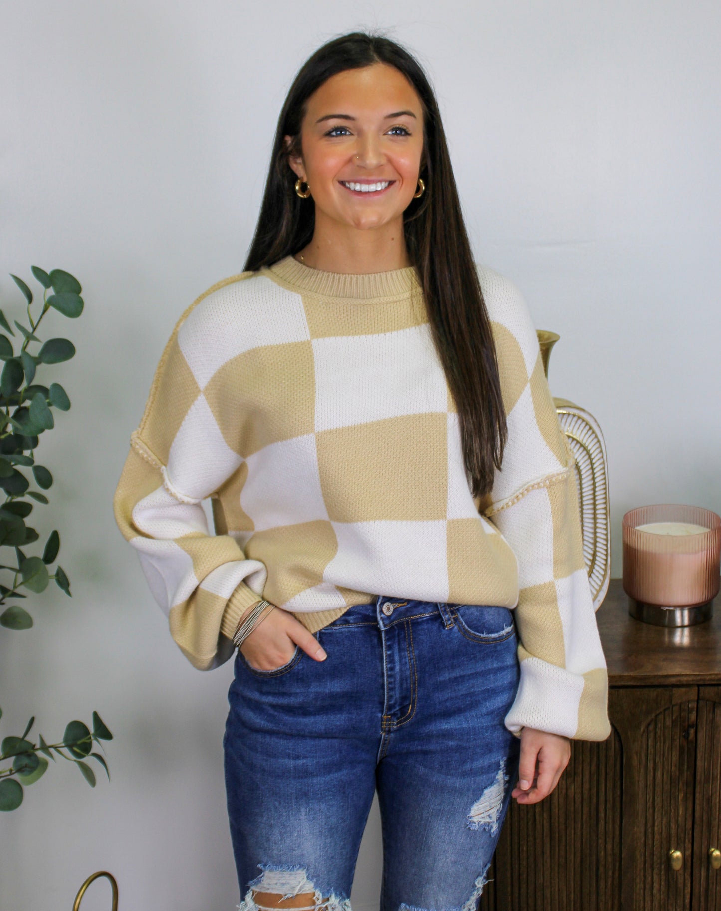 Women's Checkered Sweater