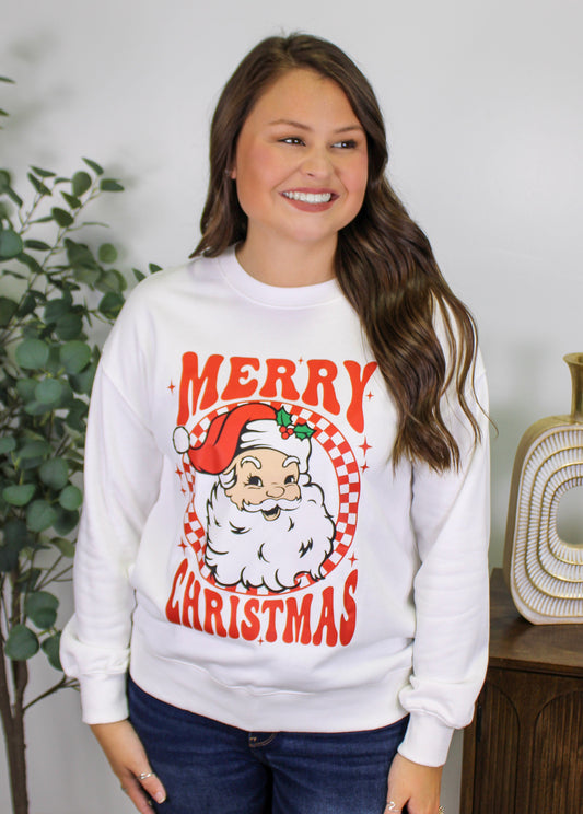 Women’s Graphic Checkered Santa Pullover