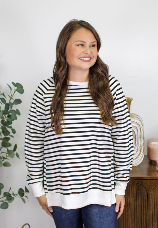 Women’s Black Striped Sweatshirt