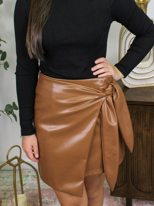 Pre-order Brown Leather Skirt