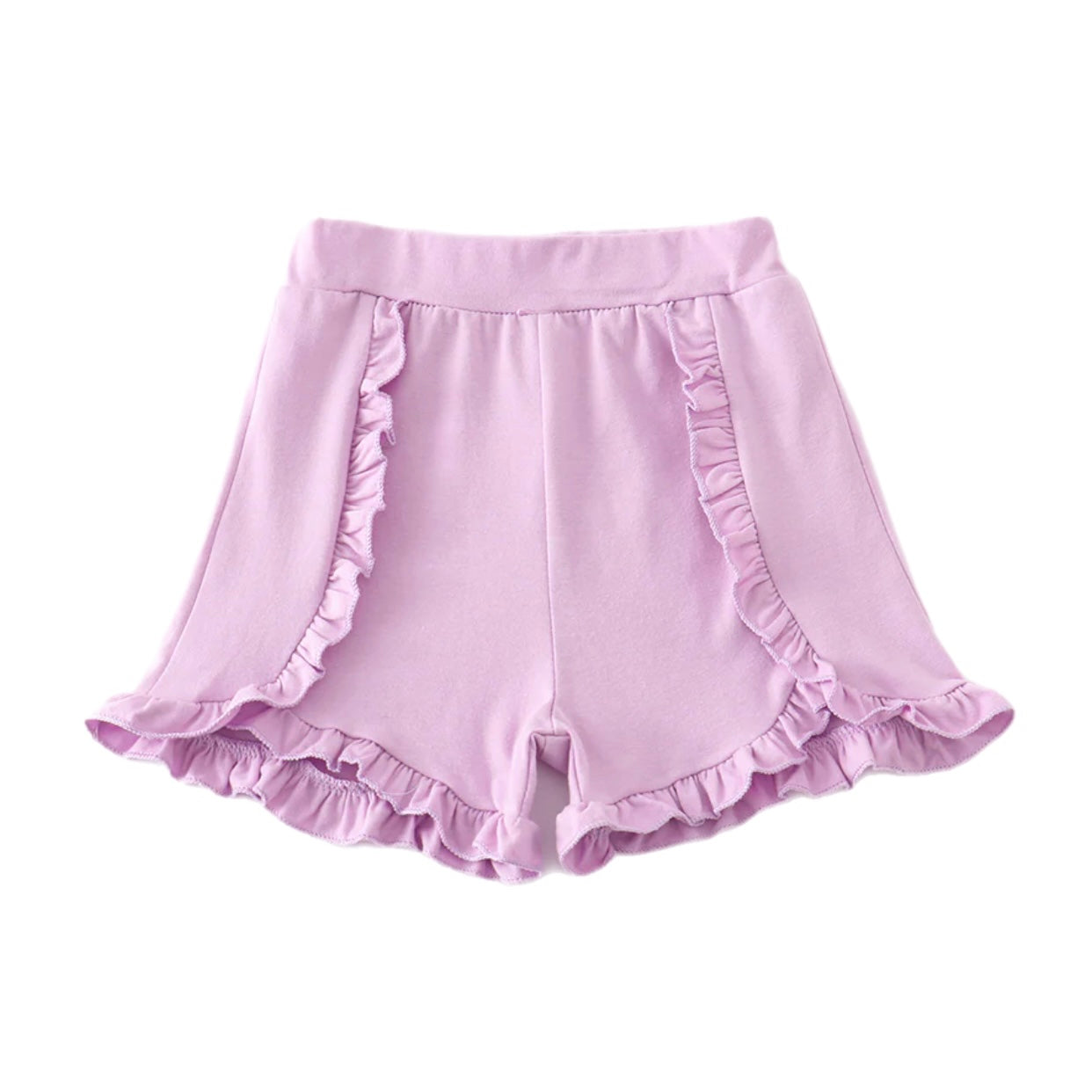 Girls Purple Ruffle Shorts
