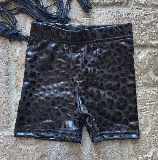 Youth Leopard Pleather Biker Shorts