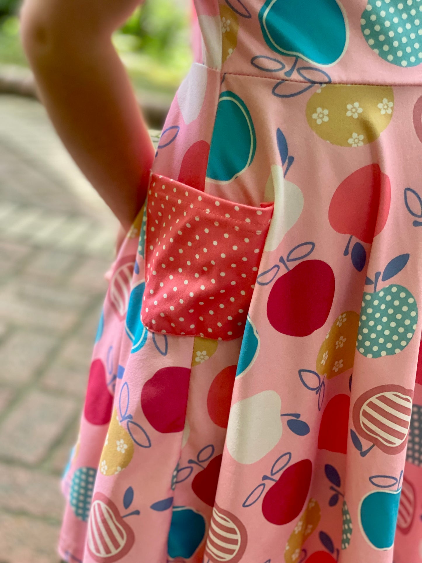 Girls Apple and Polka Dot Back to School Dress