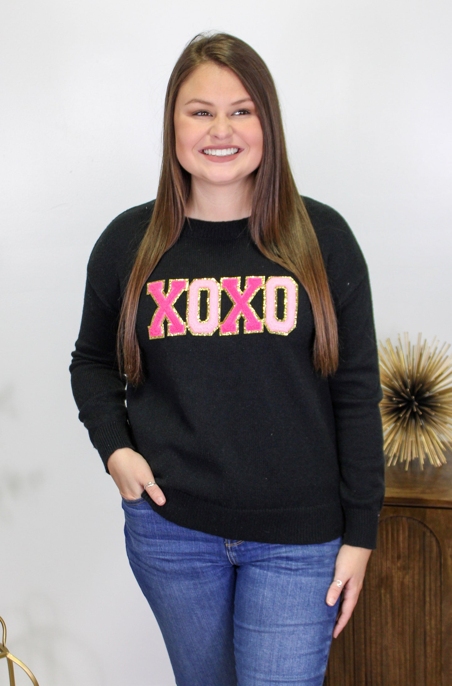 Women’s Black XOXO Chenille Pullover