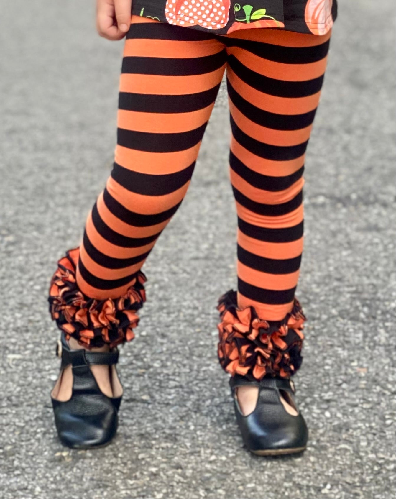 Girls Black/Orange Icing Leggings