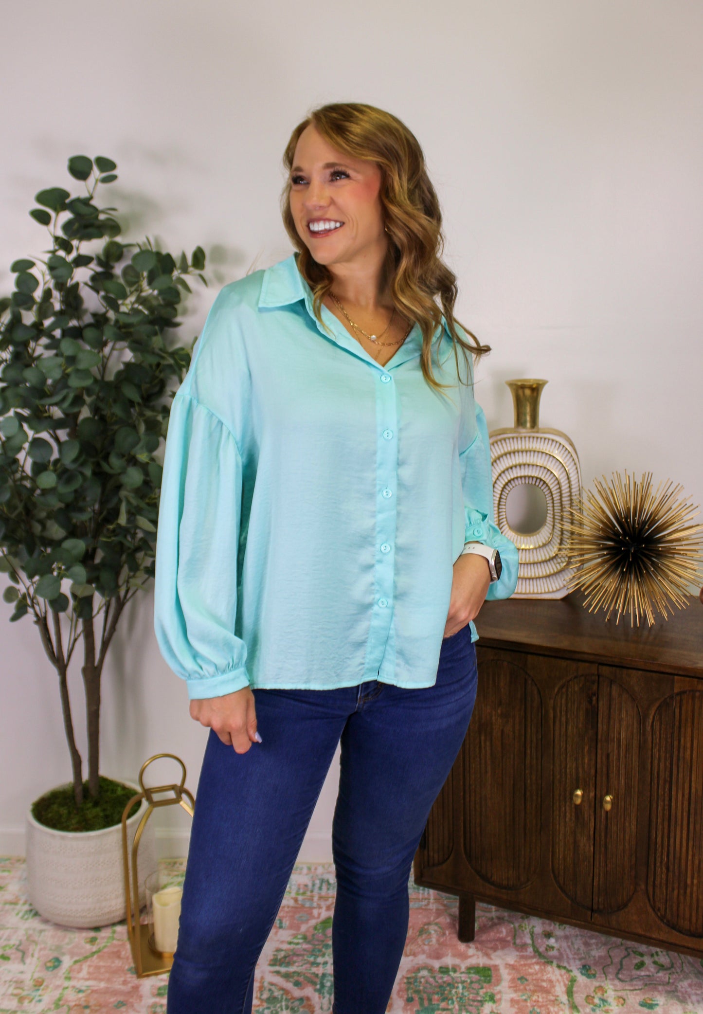 Women’s Seafoam Blue Blouse