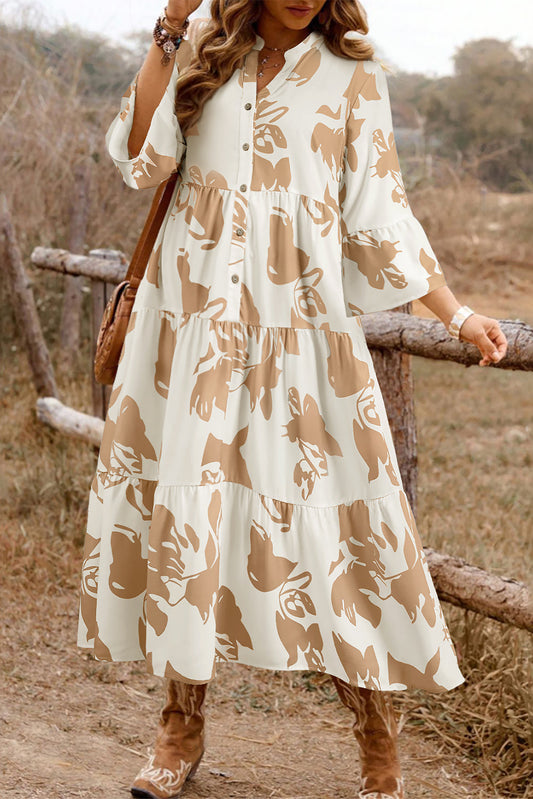 Pre-order Khaki Floral Plus Size Dress August