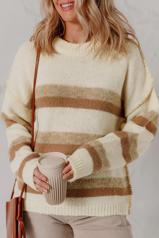 Pre-order Khaki Stripe Baggy Sweater FB