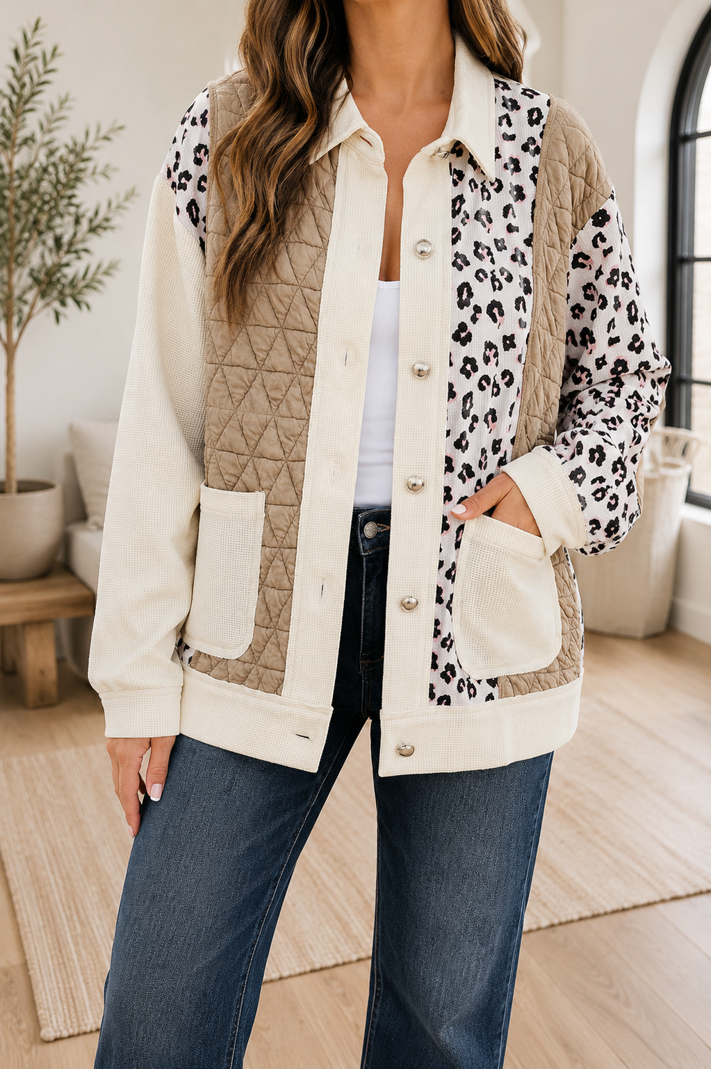Pre-order Khaki Leopard Floral Jacket