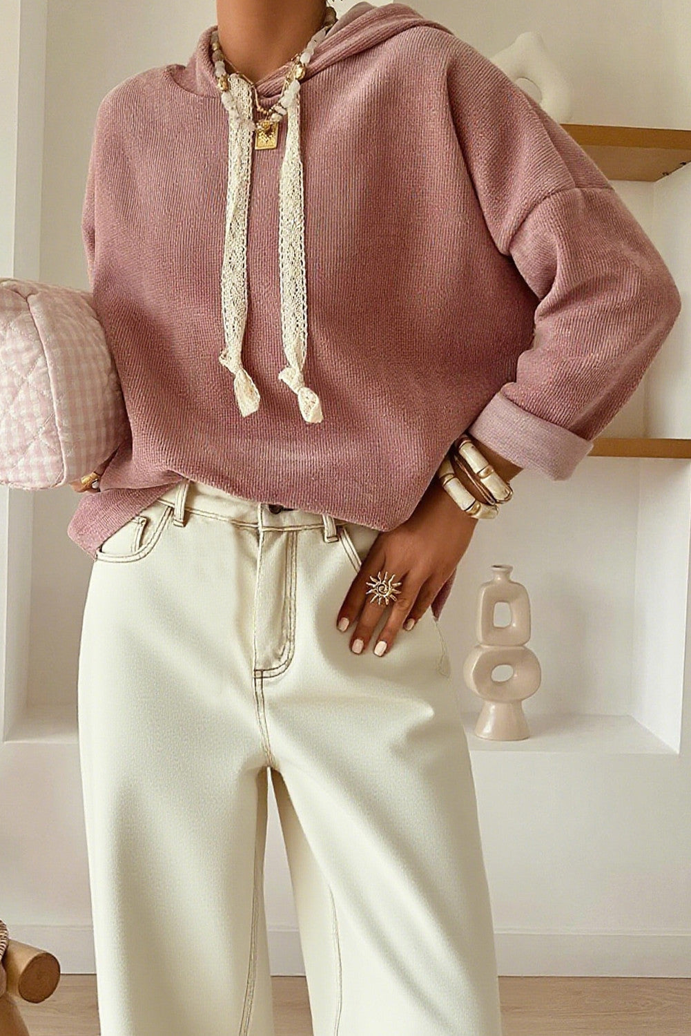 Pre-order Lace Drawstring Baggy Hoodie November