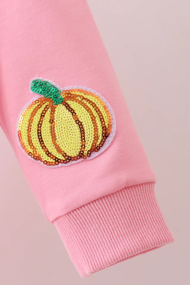 Girl's Pink Pumpkin Sequin Top
