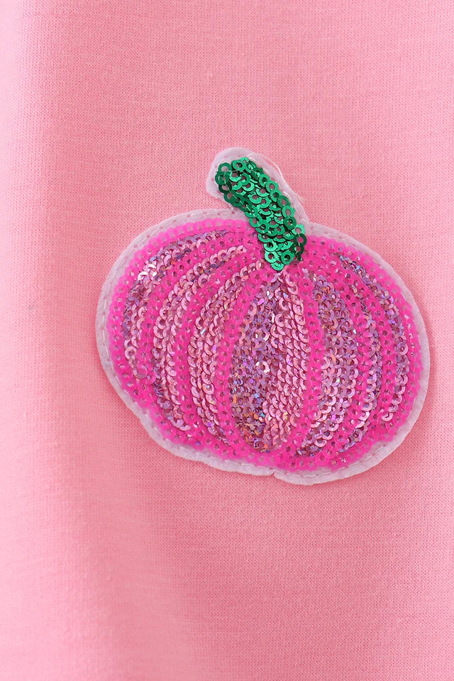 Girl's Pink Pumpkin Sequin Top