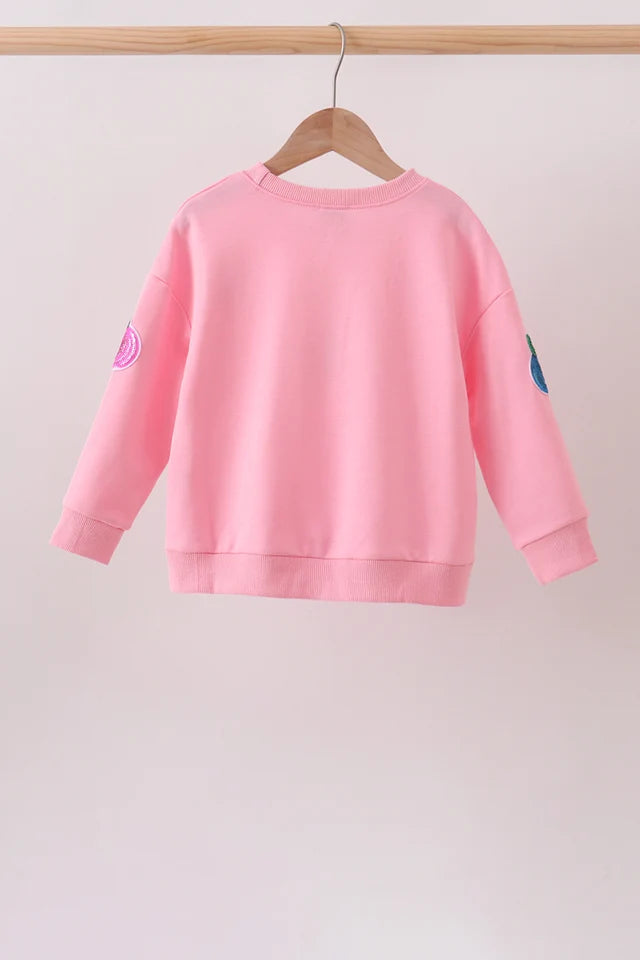 Girl's Pink Pumpkin Sequin Top