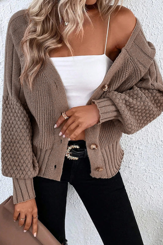Pre-order Mixed Knit Texture Cardigan FB