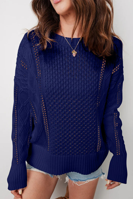Pre-order Navy Eyelet Sweater