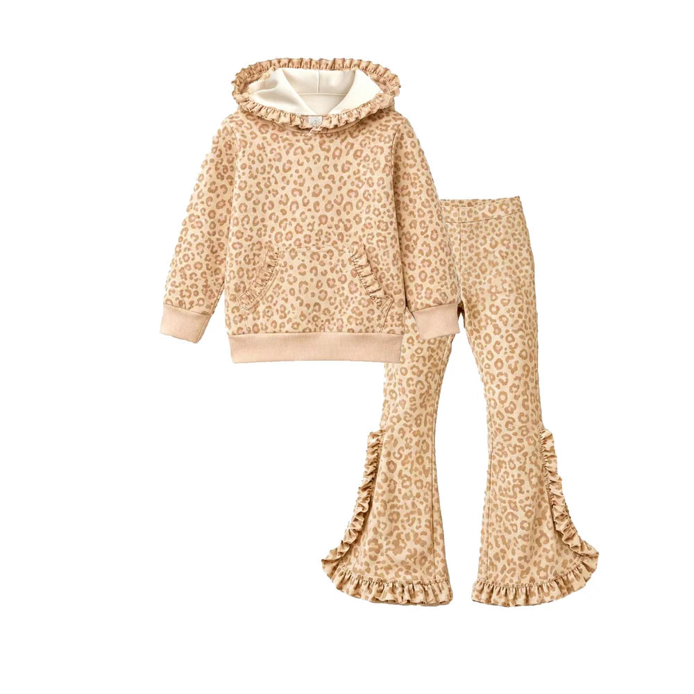 Pre-order Wild and Free Leopard Ruffle Hoodie Set