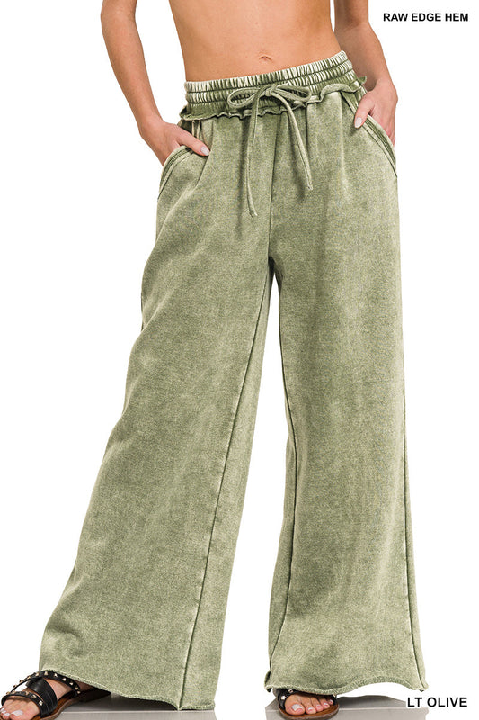 Pre-order Acid Wash Fleece Sweatpants Zenana