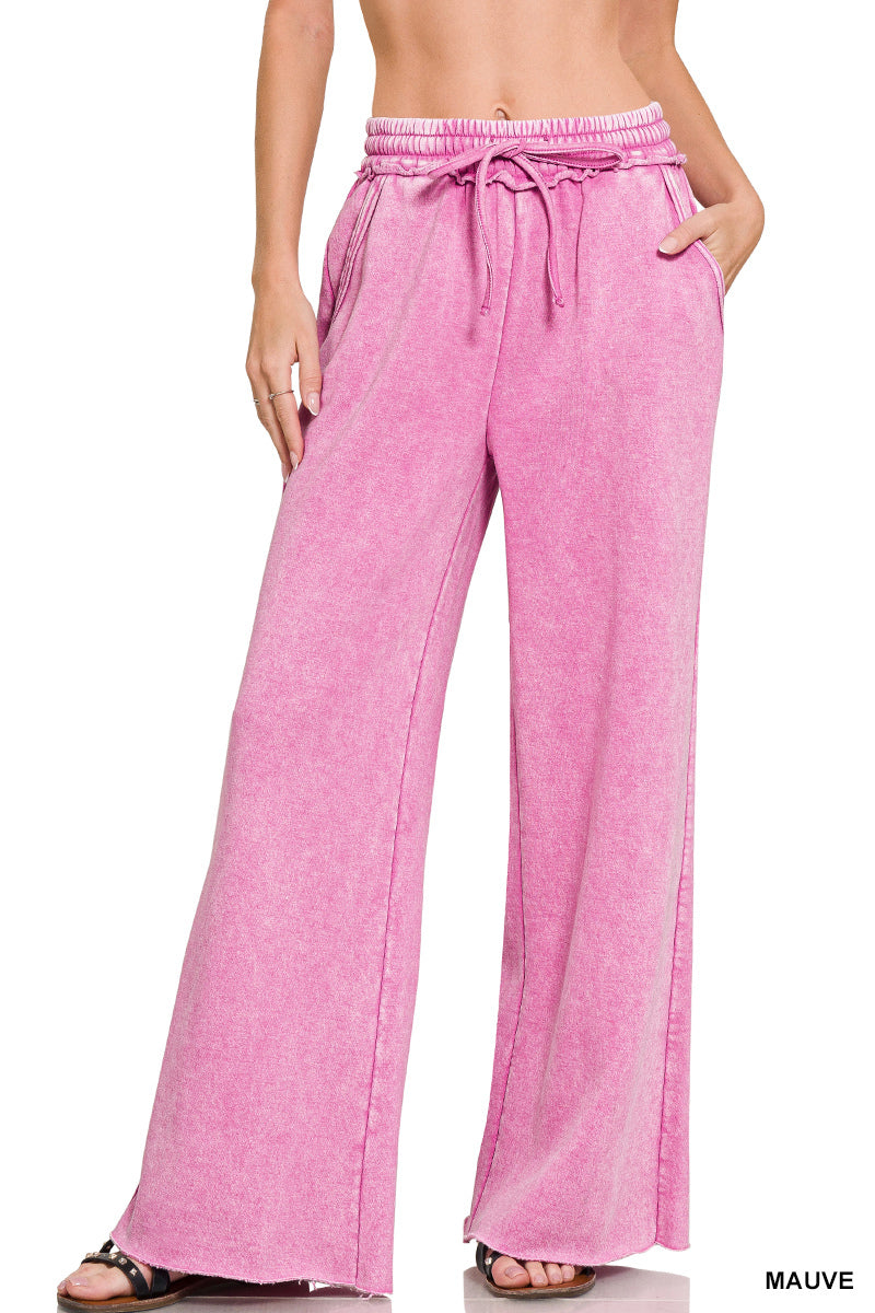 Pre-order Acid Wash Fleece Sweatpants Zenana