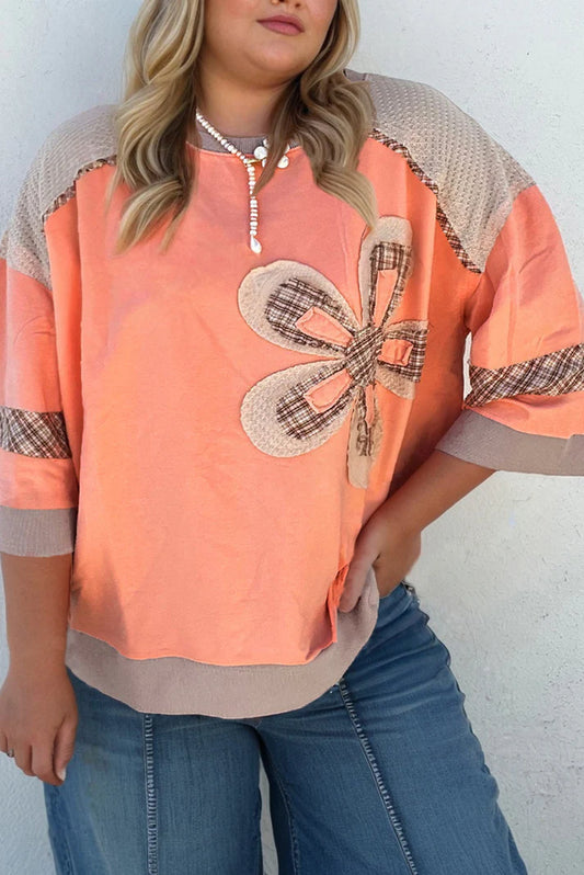 Pre-order Orange Plaid Flower Plus Size FB