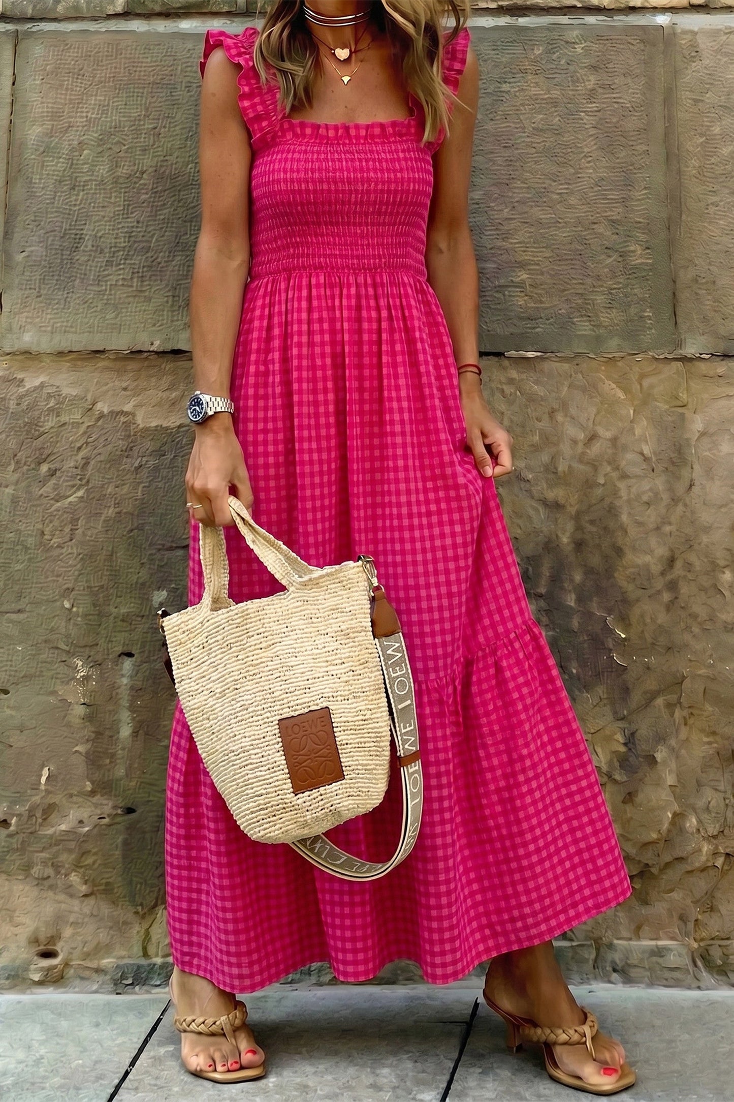 Pre-order Plaid Square Neck Sundress