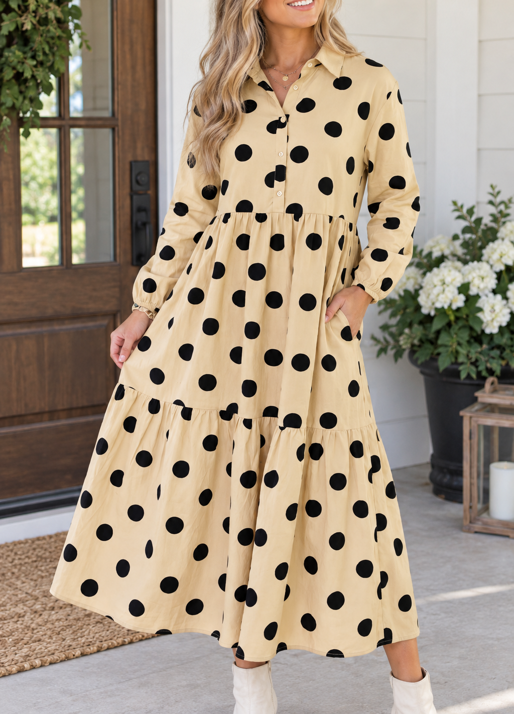 Pre-order Polka Dot Button Dress