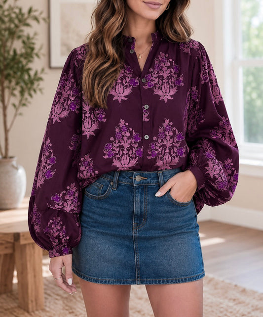 Pre-order Purple Floral Button Shirt