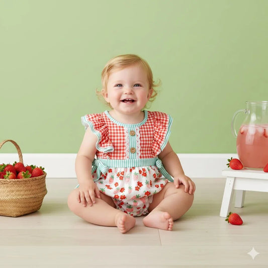 Pre-order Strawberry Mixed Print Romper