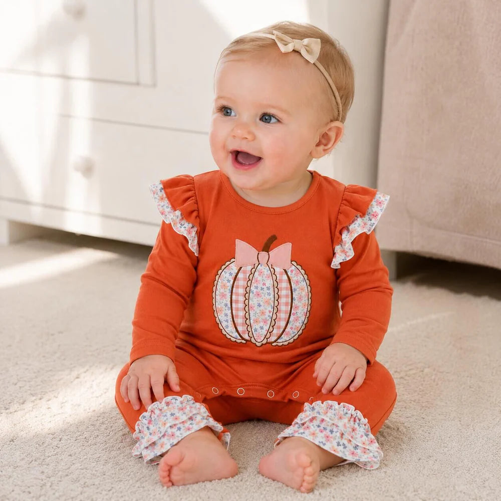 Pre-order Fall Pumpkin Applique Romper