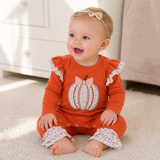 Pre-order Fall Pumpkin Applique Romper