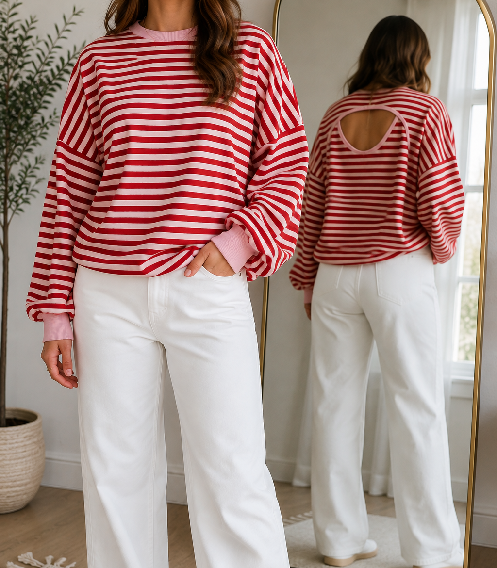 Pre-order Red Stripe Open Back Top