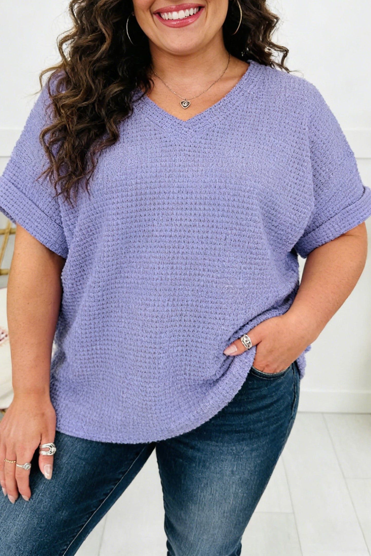 Pre-order V Neck Plus Waffle Top