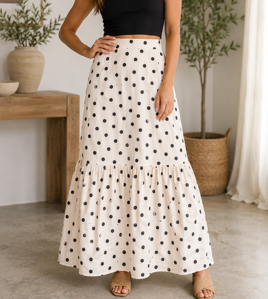 Pre-order White Polka Dot Skirt