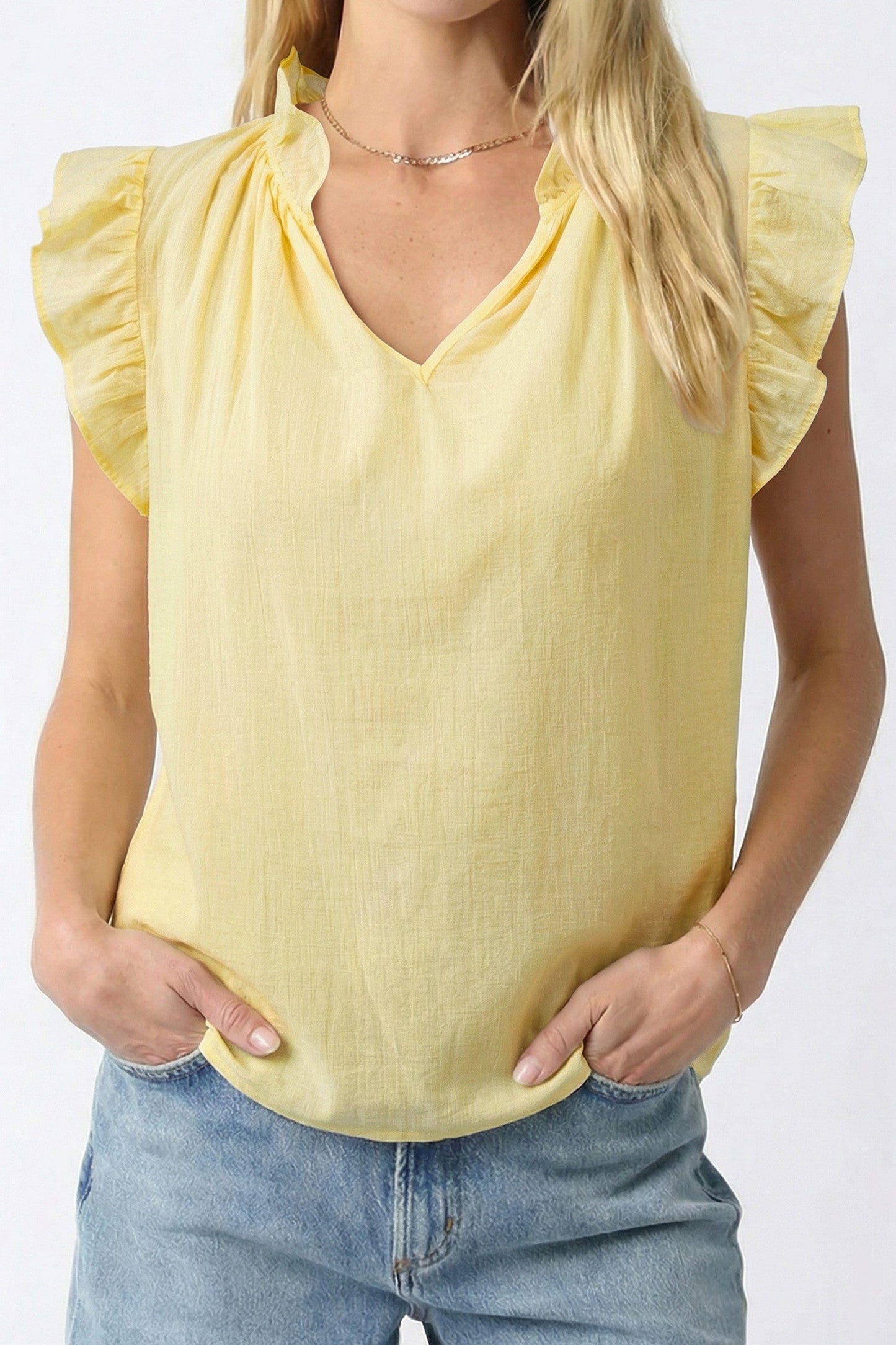 Pre-order Yellow Cream Ruffle Top
