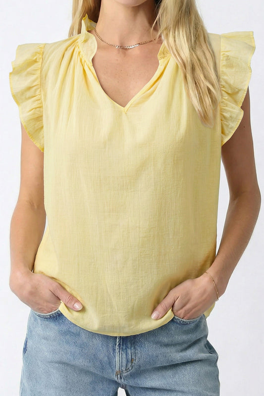 Pre-order Yellow Cream Ruffle Top