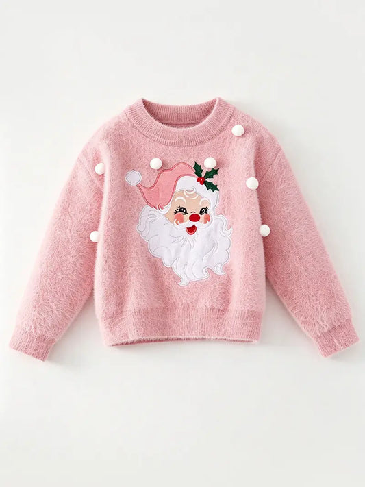 Girls Christmas Baby Pink Christmas Sweater