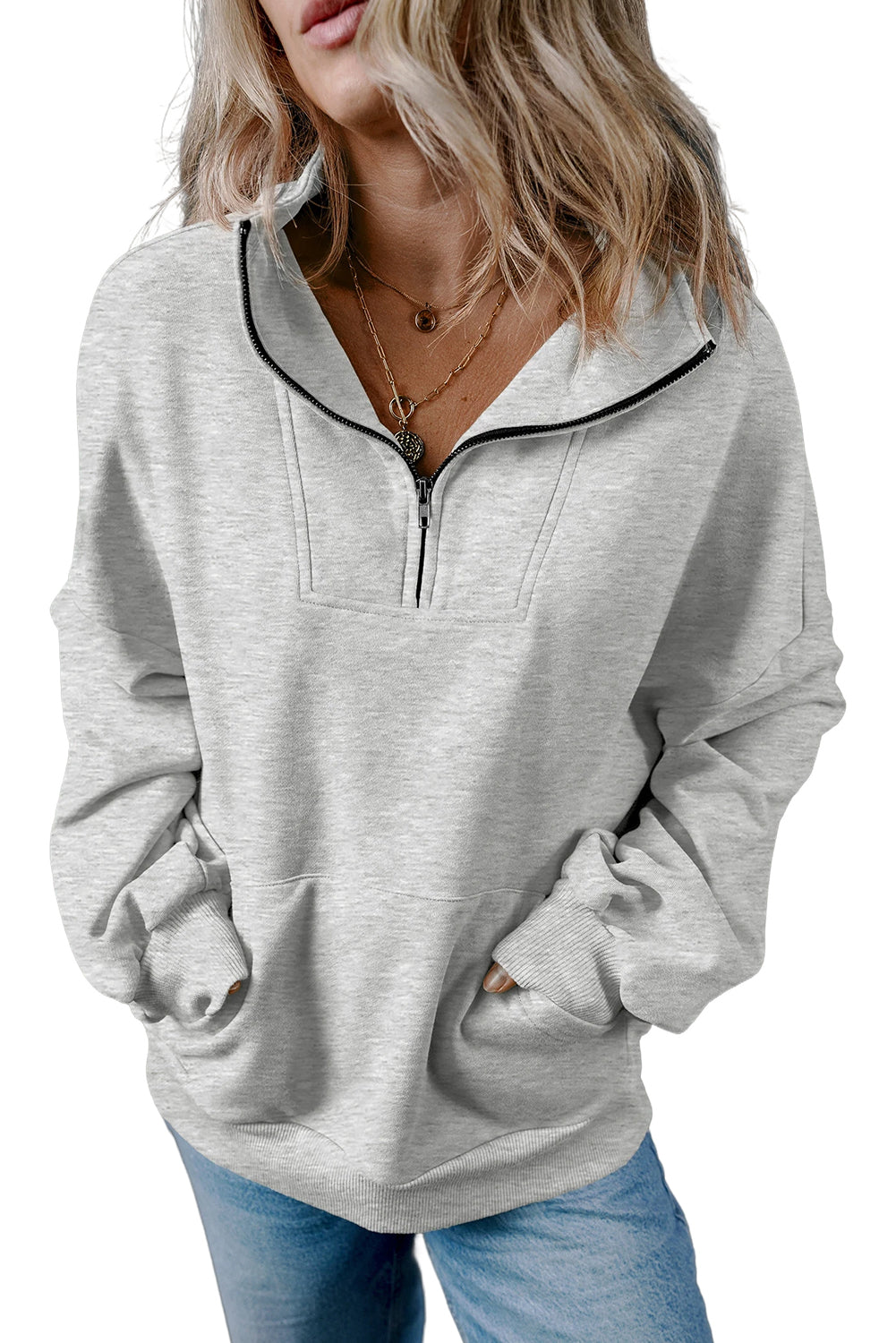 Women’s Quarter Zip Pocket Sweatshirt