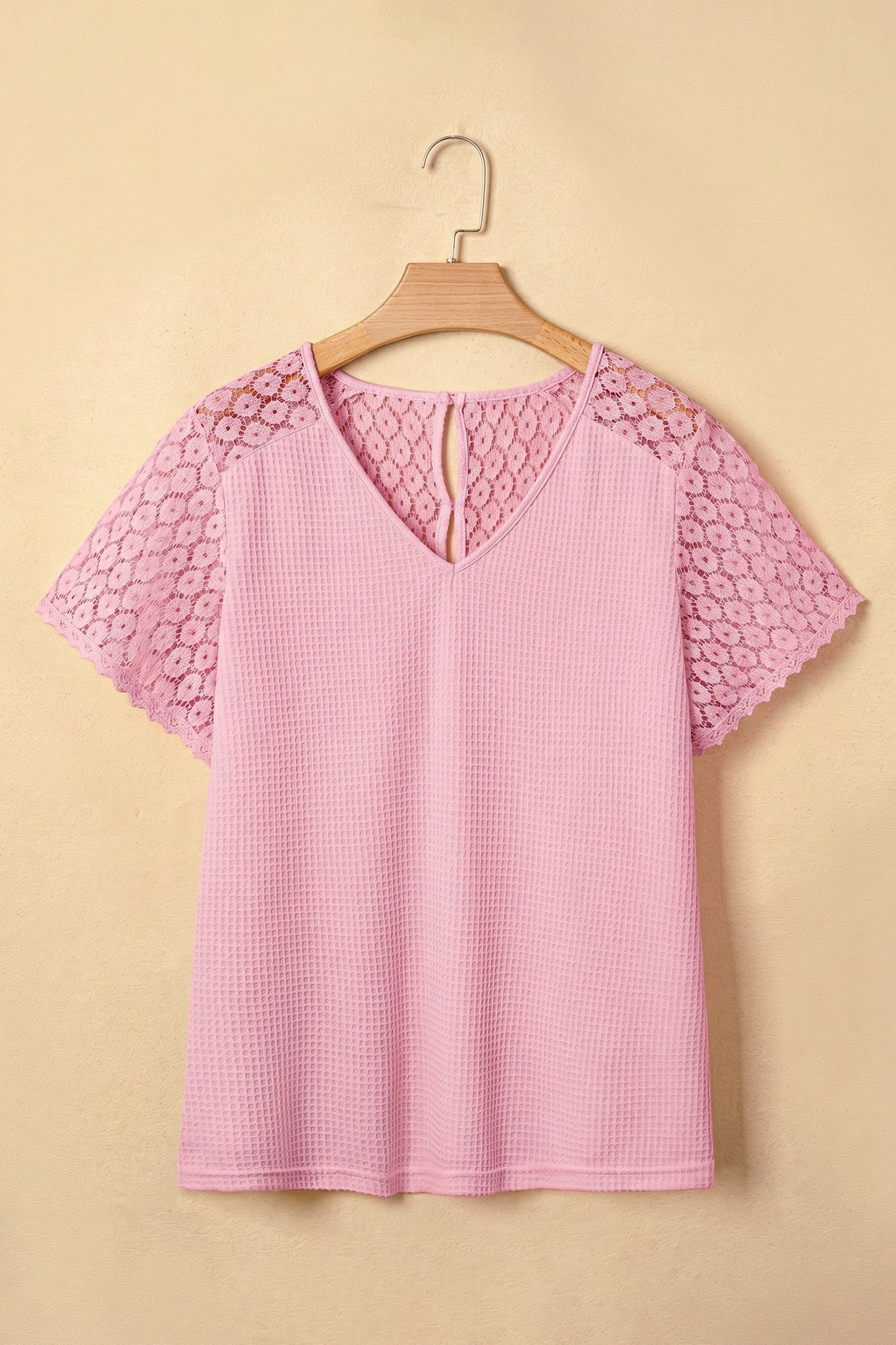 Pre-order Pink Lace Waffle Knit Blouse