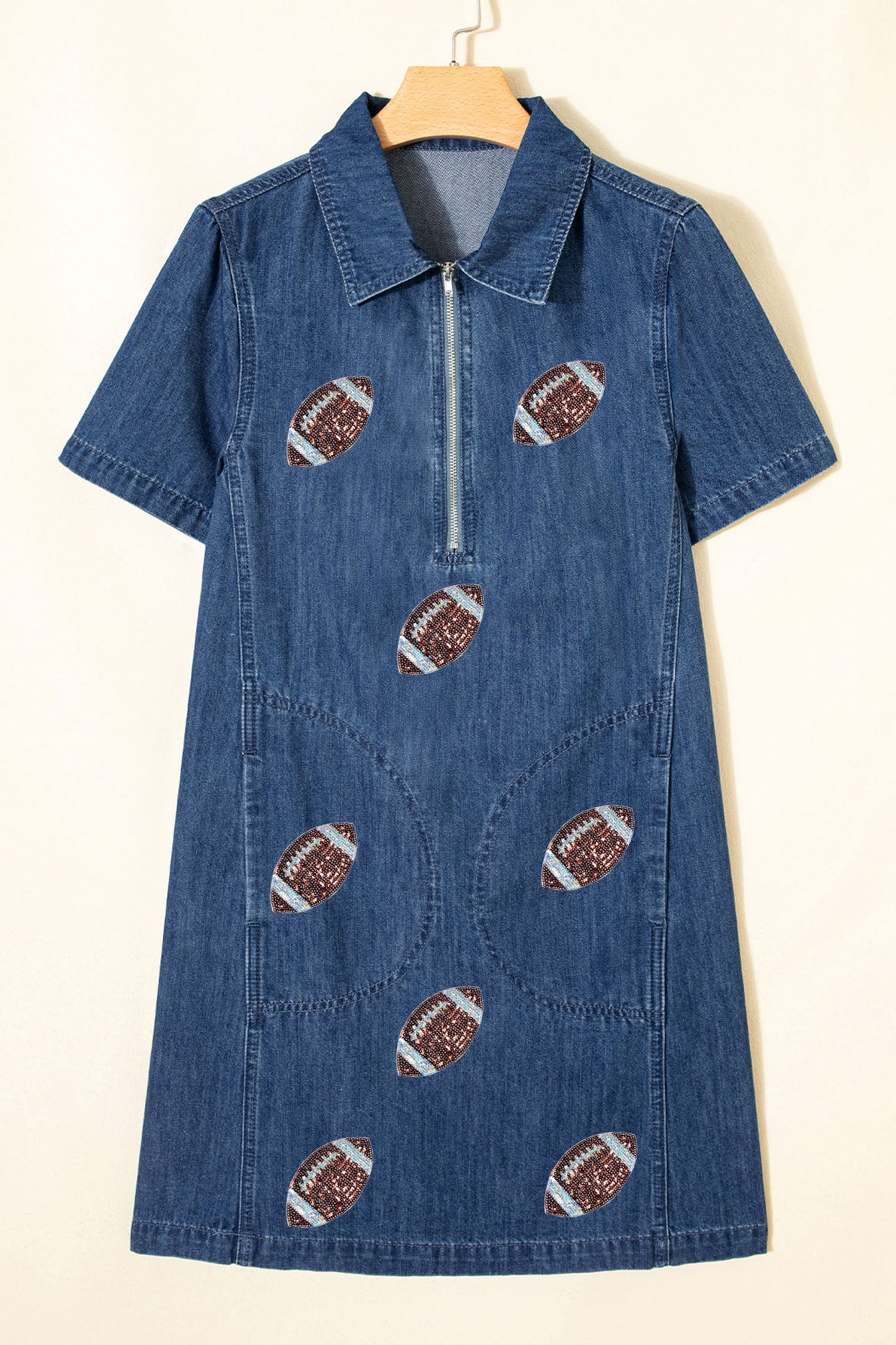 Pre-order Sequin Football Denim Dress
