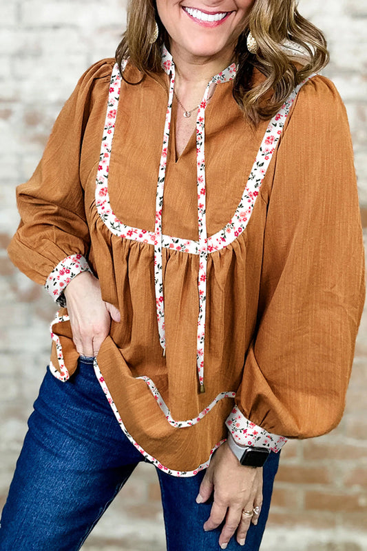 Women’s Straw Yellow Pleated Floral Blouse RTS