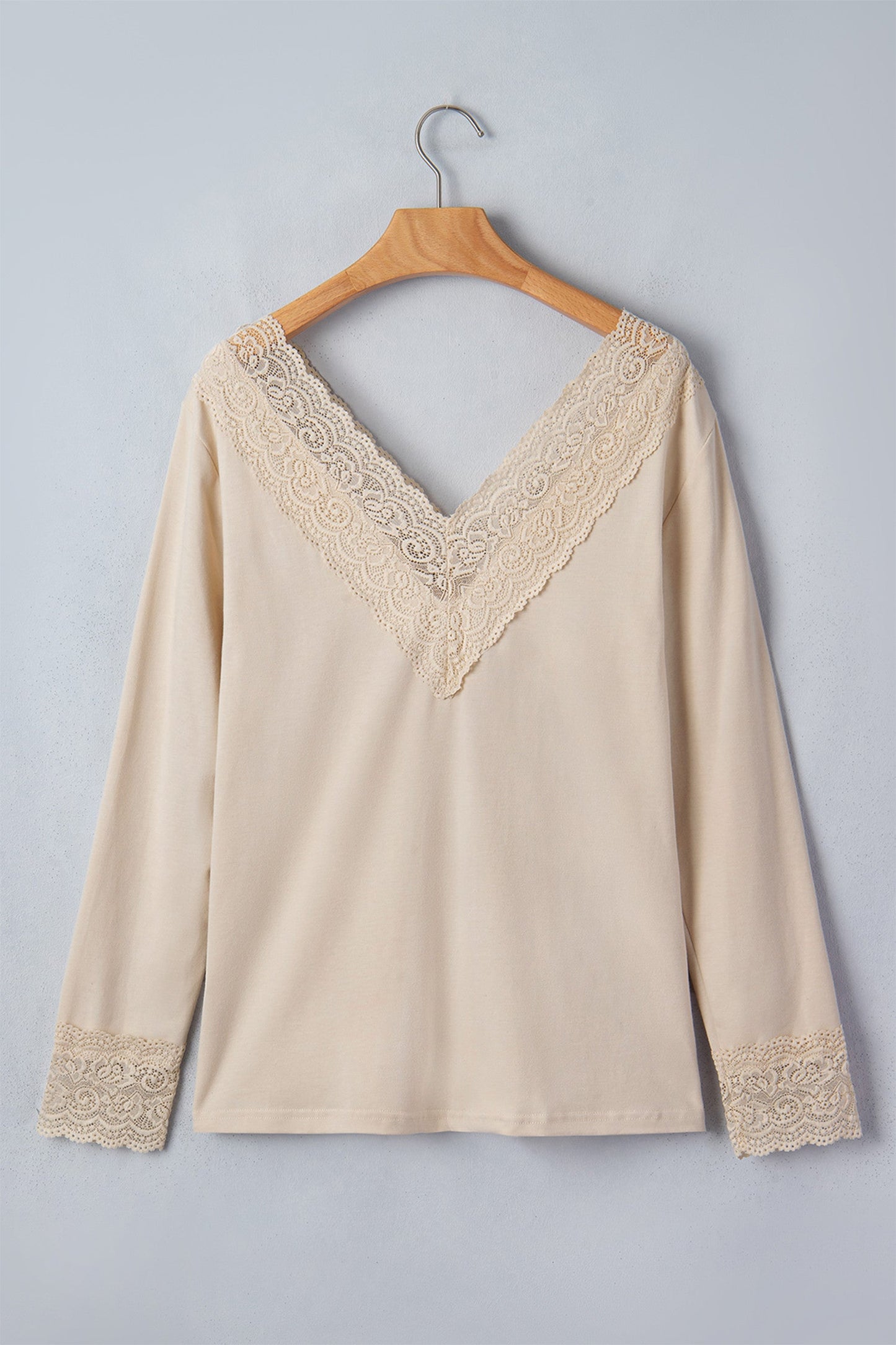 Pre-order Lace Splicing V Neck Top